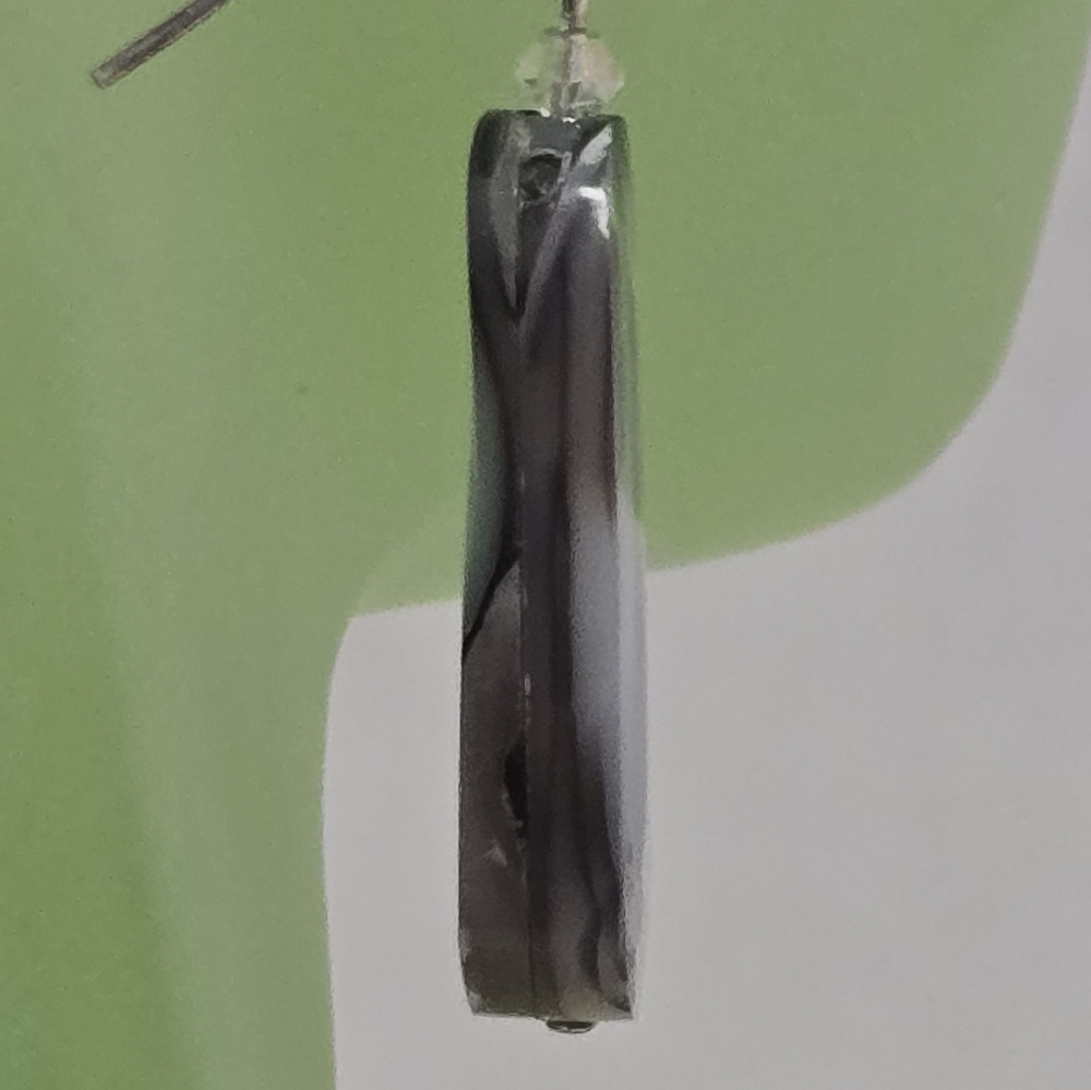 Sterling Silver Oval Abalone Dangle Earrings Euc … - image 6